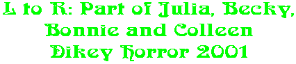 L to R: Part of Julia, Becky, Bonnie and Colleen Dikey Horror 2001