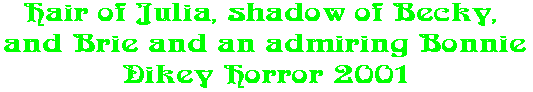 Hair of Julia, shadow of Becky,  and Brie and an admiring Bonnie Dikey Horror 2001