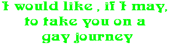 I would like , if I may,  to take you on a  gay journey