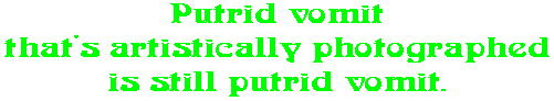 Putrid vomit that's artistically photographed is still putrid vomit.