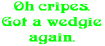 Oh cripes. Got a wedgie again.